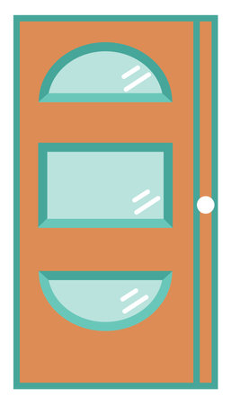 Interesting green door, illustration, vector, on a white background.のイラスト素材