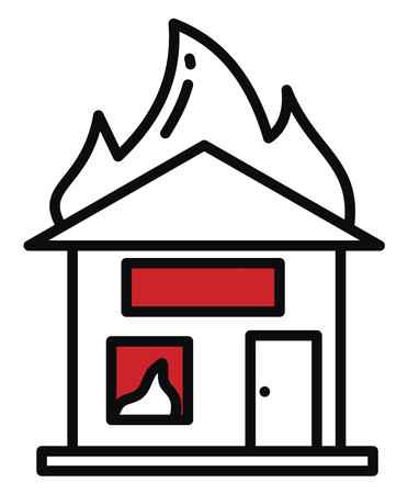 Burning house, illustration, vector, on a white background.のイラスト素材