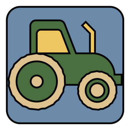 Green tractor, illustration, vector, on a white background.のイラスト素材