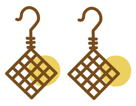 Pretty elegant earrings, illustration, vector, on a white background.のイラスト素材