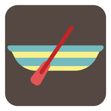 Blue boat with red paddle, illustration, vector, on a white background.のイラスト素材