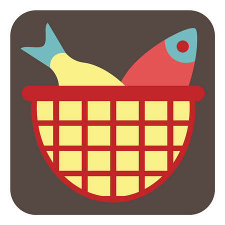 Fish in the net, illustration, vector, on a white background.のイラスト素材
