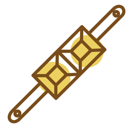 Golden diamond bracelet, illustration, vector, on a white background.のイラスト素材