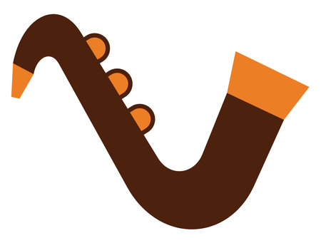 Brown trumpet, illustration, vector, on a white background.のイラスト素材