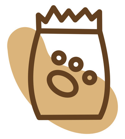 Dog food in small bag, illustration, vector, on a white background.のイラスト素材