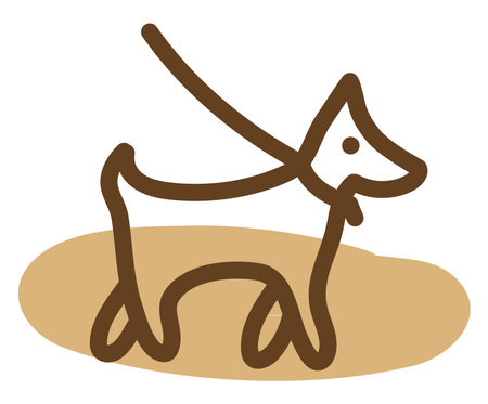 Dog on a walk, illustration, vector, on a white background.のイラスト素材