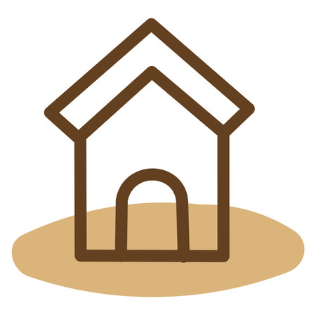 Wooden pet house, illustration, vector, on a white background.のイラスト素材