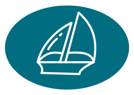 Blue sailing boat, illustration, vector, on a white background.のイラスト素材