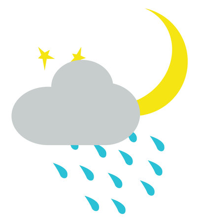 Night cloud with rain, illustration, vector, on a white background.のイラスト素材