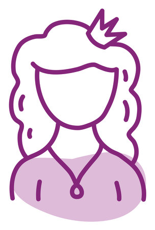 Girl with a crown, illustration, vector, on a white background.のイラスト素材