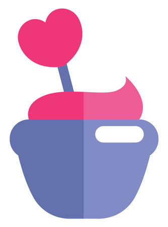 Wedding cake with heart, illustration, vector, on a white background.のイラスト素材