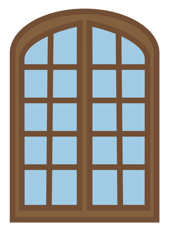 Brown house window, illustration, vector, on a white background.のイラスト素材