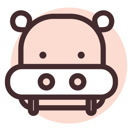 Brown hippopotamus head, illustration, vector on a white background.のイラスト素材