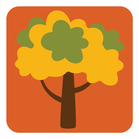 Big brown autumn tree, illustration, vector on a white background.のイラスト素材