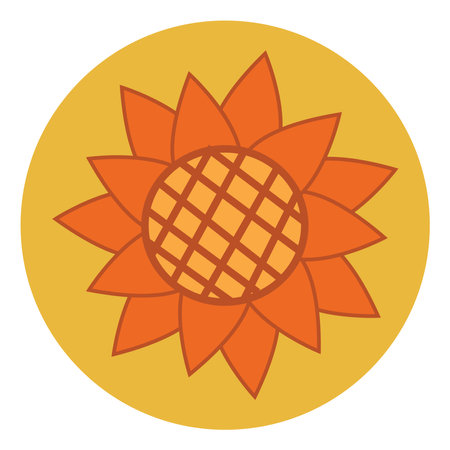 Orange sunflower, illustration, vector on a white background.のイラスト素材