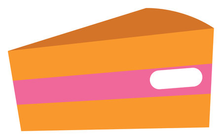 Slice of pink cake, illustration, vector on a white background.のイラスト素材