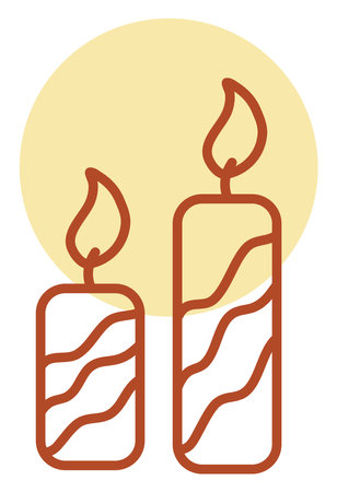 Two old candles, illustration, vector on a white background.のイラスト素材