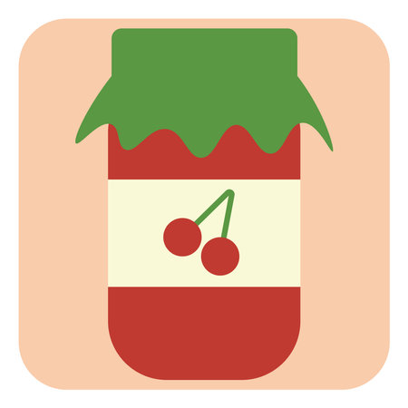 Cherry jam, illustration, vector on a white background.のイラスト素材
