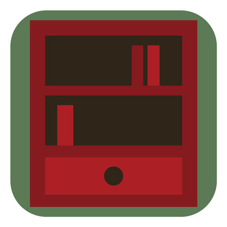 Red bookshelf, illustration, vector on a white background.のイラスト素材