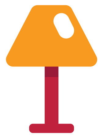 Yellow and red table lamp, illustration, vector on a white background.のイラスト素材