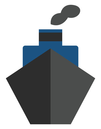 Black and blue industrial ship, illustration, vector on a white background.のイラスト素材