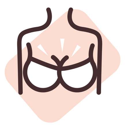 Breast pain, illustration, vector on a white background.のイラスト素材