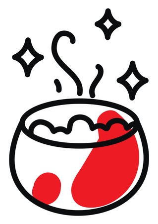 Magic liquid in pot, illustration, vector on a white background.のイラスト素材