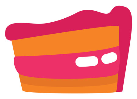 Slice of pink cake, illustration, vector on a white background.のイラスト素材