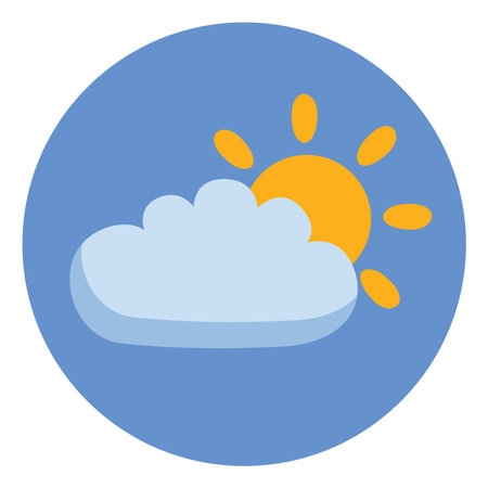 Sun behind the cloud, illustration, vector on a white background.のイラスト素材