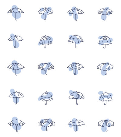 Umbrellas icon pack, illustration, vector on a white background.のイラスト素材