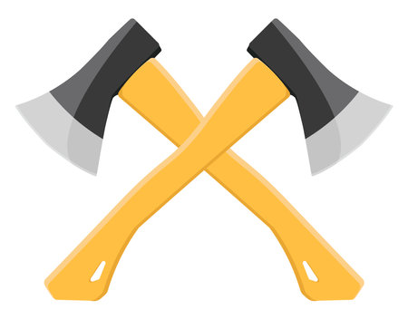 Ax with yellow handle, illustration, vector on a white background.のイラスト素材