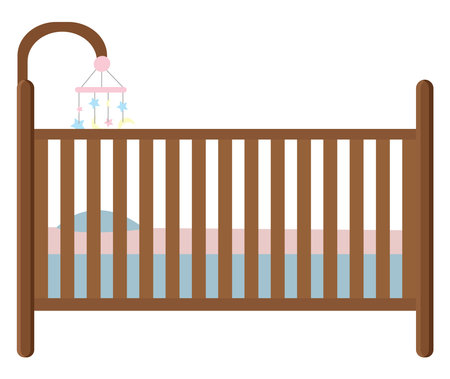 Baby crib, illustration, vector on a white background.のイラスト素材