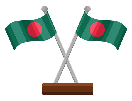 Bangladesh flag, illustration, vector on a white background.のイラスト素材
