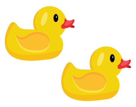 Two bath ducks, illustration, vector on a white background.のイラスト素材