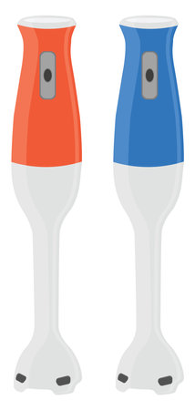 Two hand blenders, illustration, vector on a white background.のイラスト素材