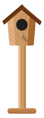 Brown bird house, illustration, vector on a white background.のイラスト素材