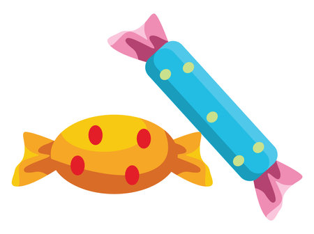 Candy in wrapper, illustration, vector on a white background.のイラスト素材