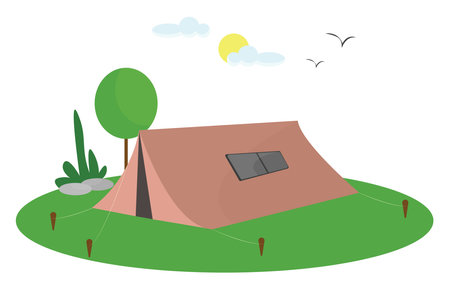 Camping tent, illustration, vector on a white background.のイラスト素材