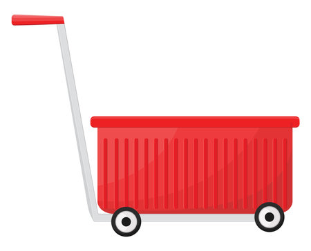 Red cart, illustration, vector on a white background.のイラスト素材