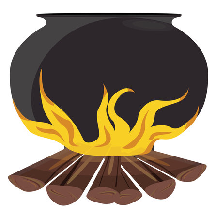 Camp fire, illustration, vector on a white background.のイラスト素材