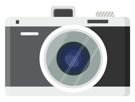 Retro camera, illustration, vector on a white background.のイラスト素材