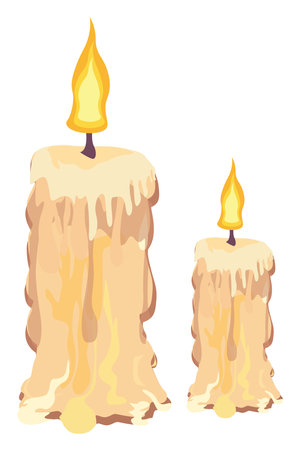 Melted candles, illustration, vector on a white background.のイラスト素材