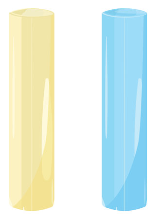 Yellow and blue chalk, illustration, vector on a white background.のイラスト素材