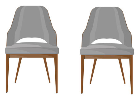 Two grey chairs, illustration, vector on a white background.のイラスト素材