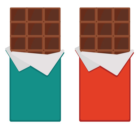 Two bars of chocolate, illustration, vector on a white background.のイラスト素材