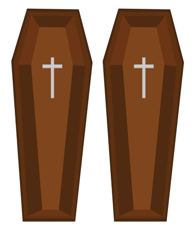 Wooden coffins, illustration, vector on a white background.のイラスト素材