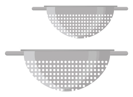 Two Metal colanders, illustration, vector on a white background.のイラスト素材