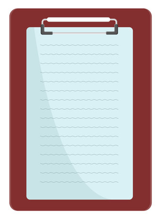 Red paper clip board, illustration, vector on a white background.のイラスト素材