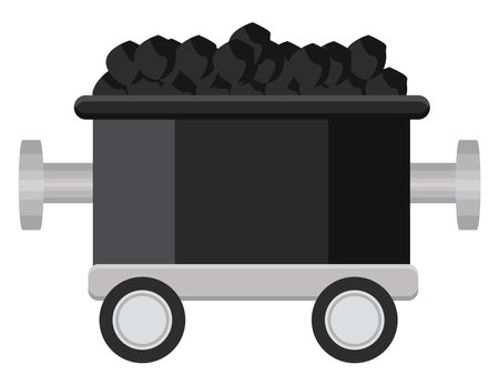 Black coal wagon, illustration, vector on a white background.のイラスト素材