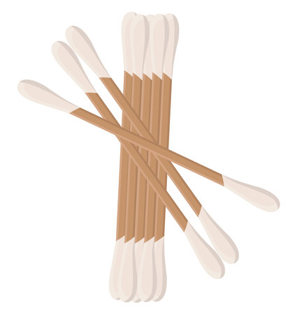 Bamboo cotton buds, illustration, vector on a white background.のイラスト素材